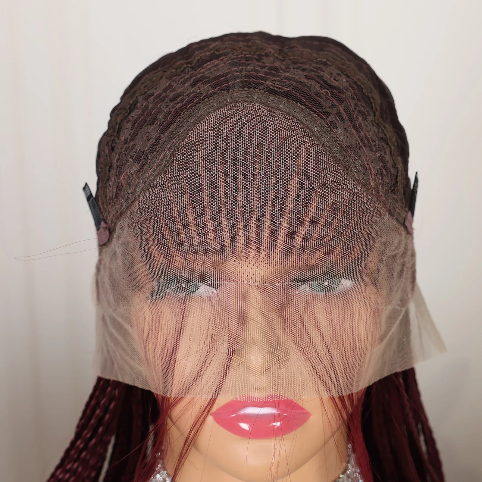 99J Burgundy Goddess Twist Braids Wig | HD Lace Frontal | Knotless | Baby Hair Luxegan