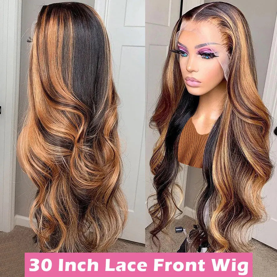 Highlighted Body Wave Brazilian Human Hair Wig | Sophisticated 360 Lace Frontal & HD Lace Options | Elegant 26+ Inch Long Remy Hair | "Dignified" Pre-Plucked Highlighted Lace Frontal for Versatile Glamour Luxegan