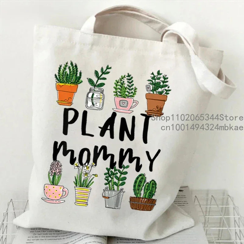 Soft Canvas Floral Cartoon Tote | Unisex Garden Print Shoulder Bag Luxegan