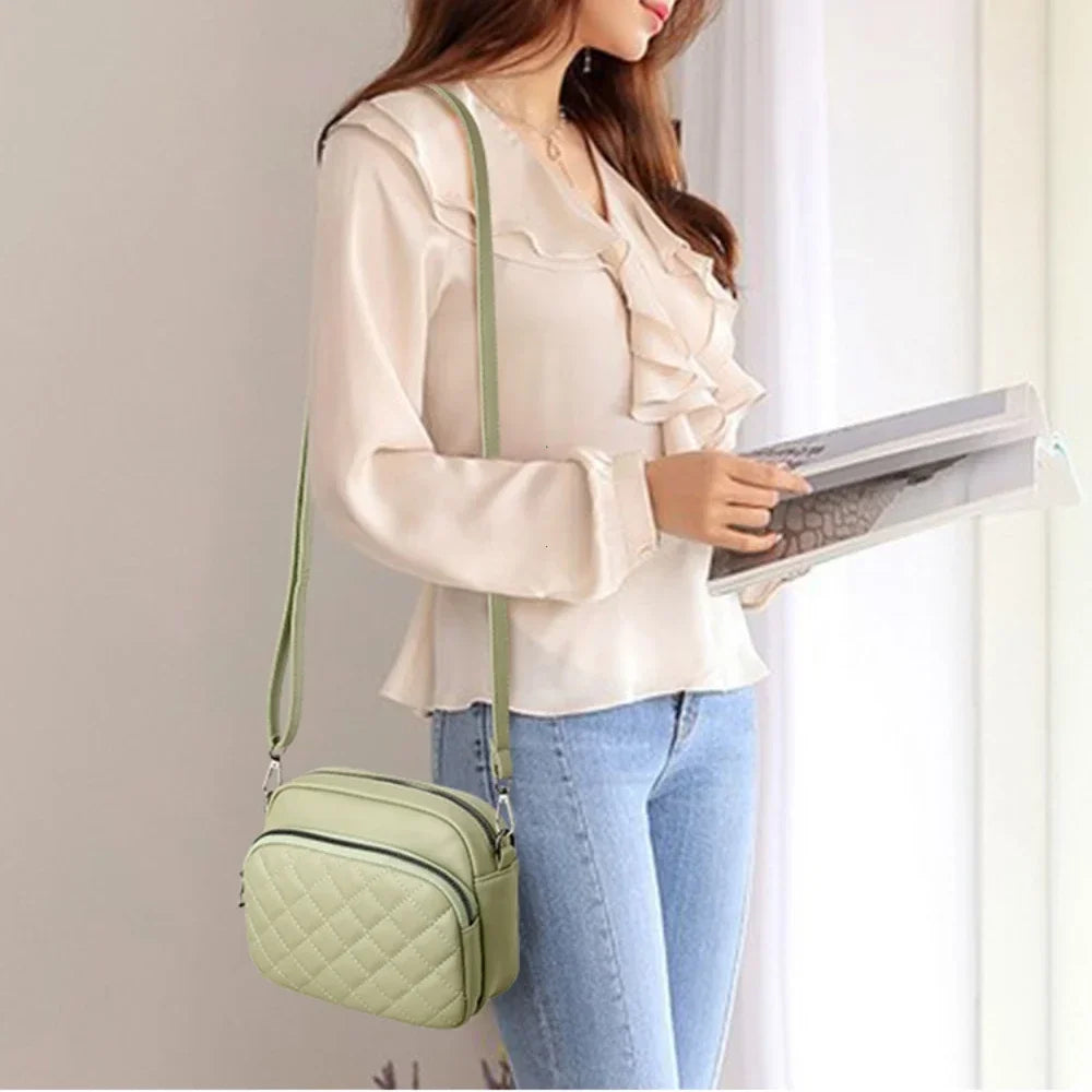 Diamond Lattice Women's Shoulder Bag | Leather Crossbody Handbag & Purse Luxegan
