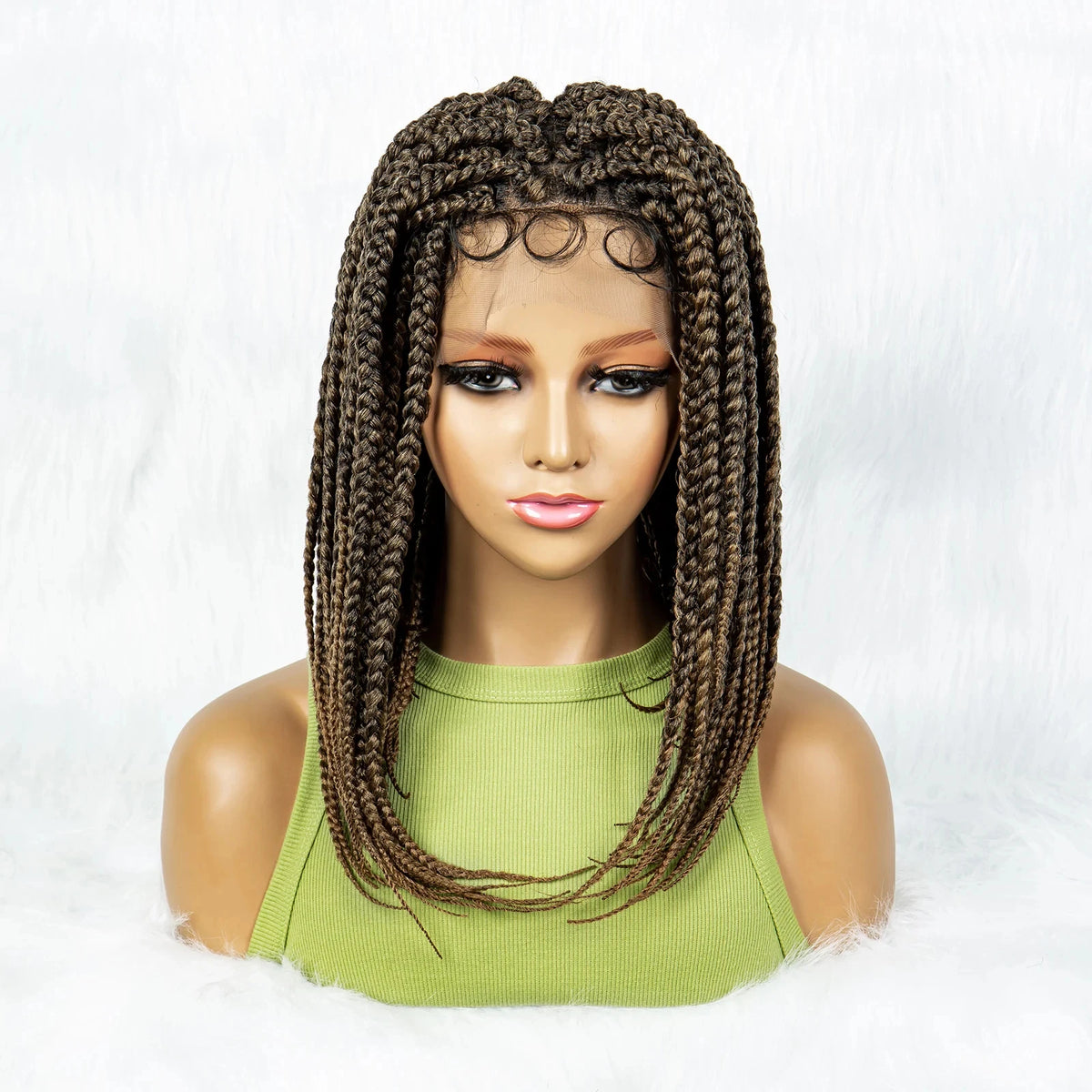 Pelucas trenzadas Bob para mujeres negras Peluca de encaje completo con trenzas estilo cornrow Peluca sintética de encaje frontal con trenzas de caja sin nudos con cabello de bebé