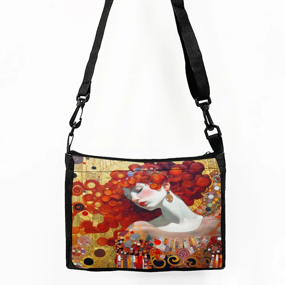 Gustav Klimt Inspired Shoulder Bag | Versatile Square Crossbody Luxegan