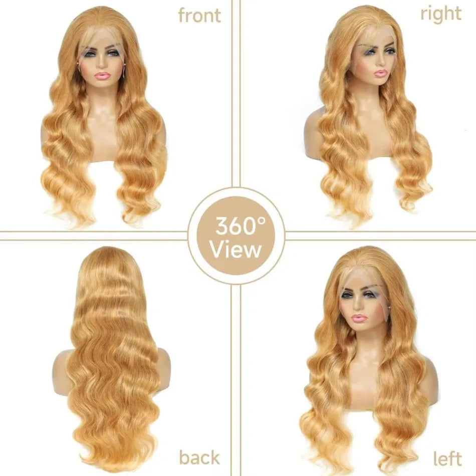 #27 Honey Blonde Body Wave Human Hair Wig | 200% Density 13x6 HD Transparent Lace Frontal & 13x4 Lace Frontal (Pre-Plucked) Luxegan