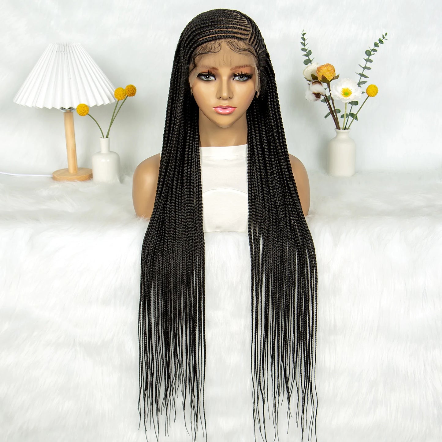 Goddess Bohemian Knotless Braids Wig | Full Lace Front | Cornrow Accents Luxegan