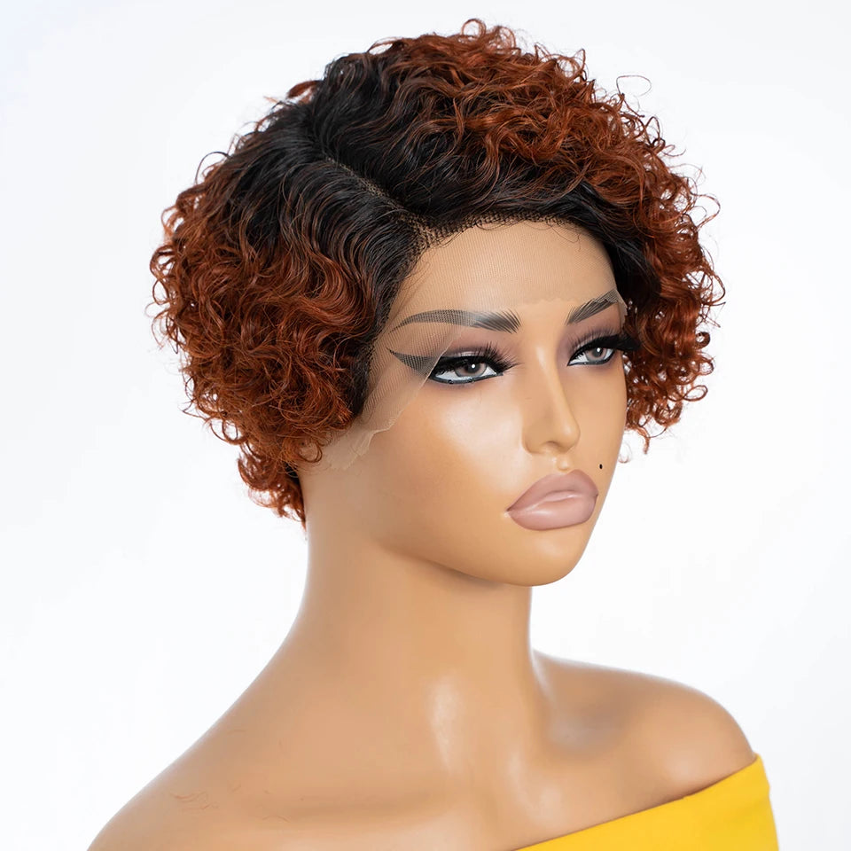 Natural Black Pixie Cut Wig | Short Curly Bob 13x1 Lace Front Human Hair (Pre-Plucked) Luxegan