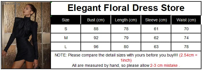 Pleated Shoulder Pad Mini Dress | High Collar Full Sleeve Slim Power Dress Luxegan