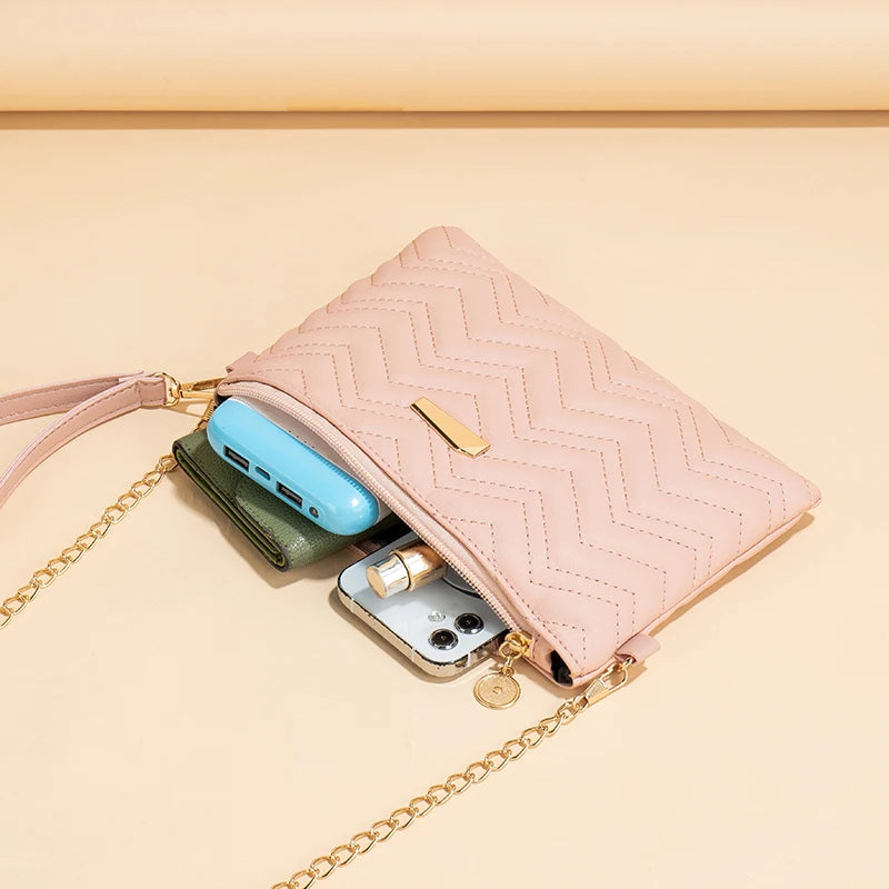 Women's Printed Shoulder Strap Crossbody Bag | Korean Wavy Wallet & Small Square Bag Luxegan