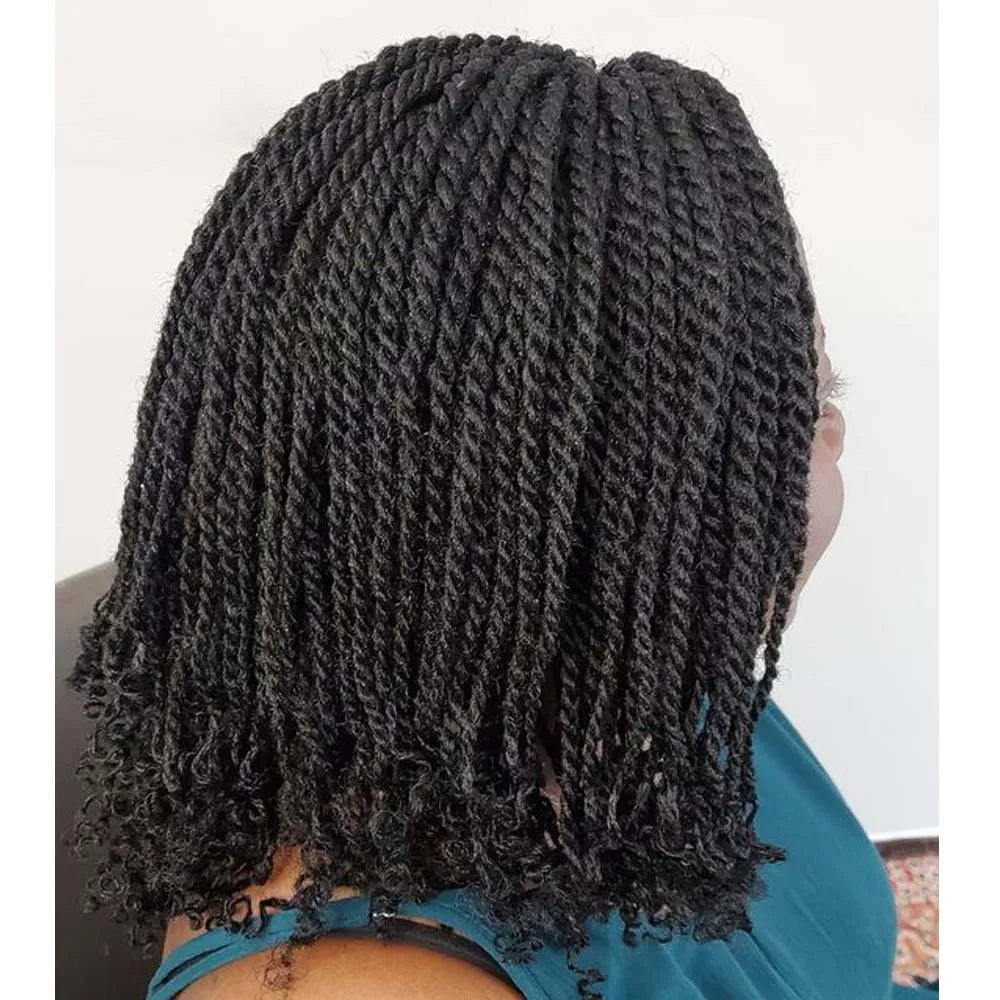 Short Box Braided Wig | Kinky Twist Crochet Wig | Heat Resistant | Synthetic Braids for Black Women - Luxegan
