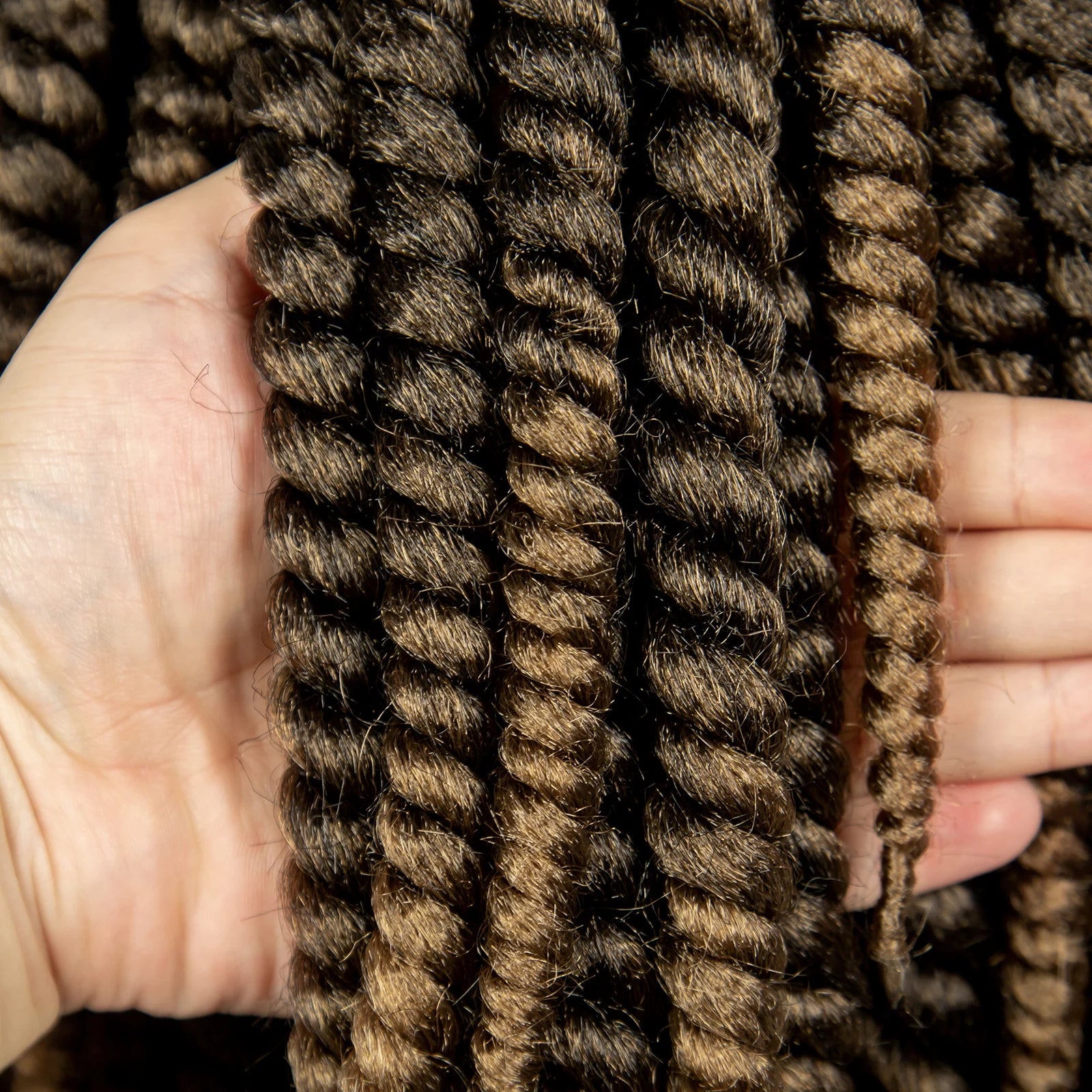 16 Inch Brown Twisted Braided Bob Wig | Full Lace | Kanekalon Fiber | For Black Women - Luxegan