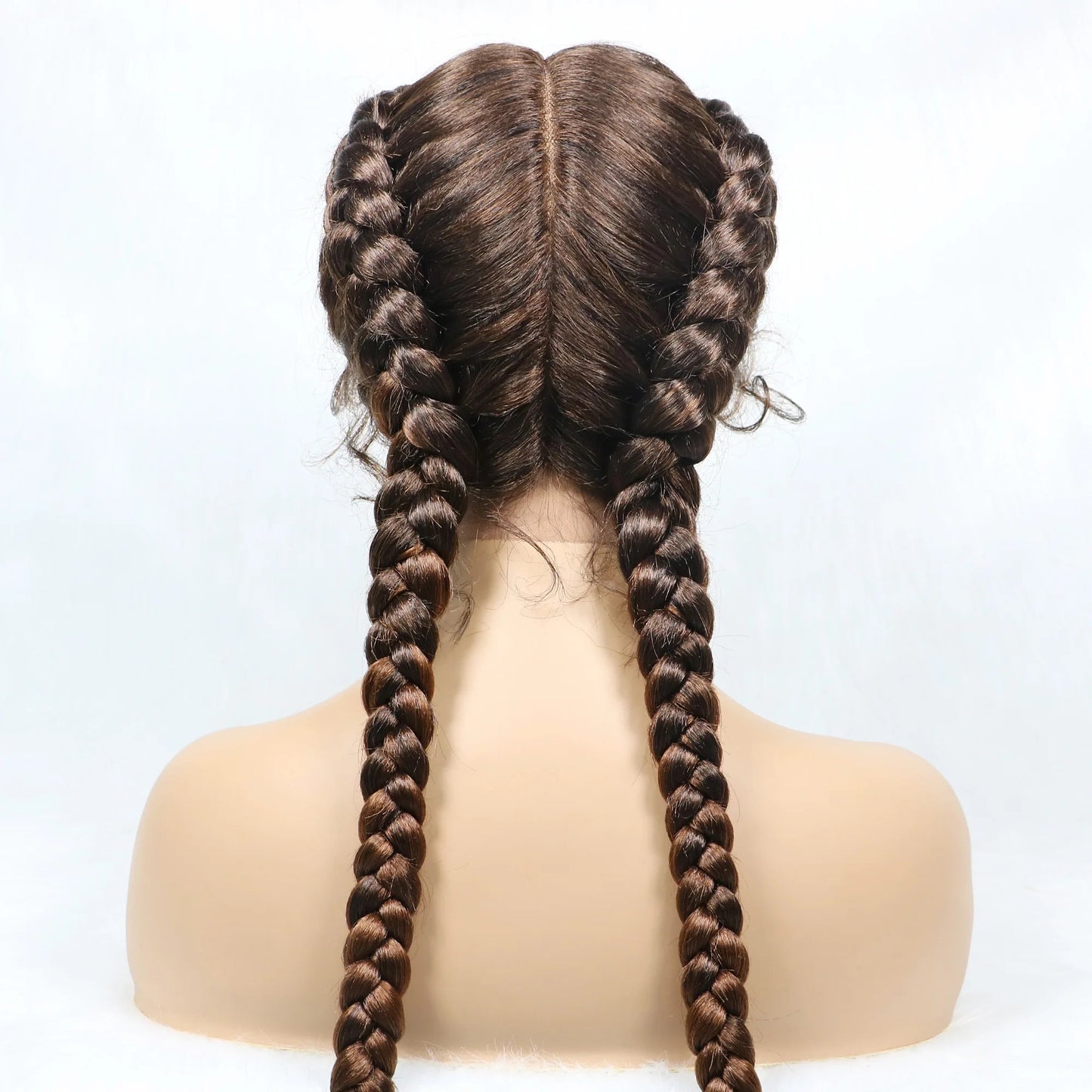 Handmade Double Dutch Cornrow Braided Wig | Natural Black Lace Front | Baby Hair | Kanekalon Synthetic Wig for Women Luxegan