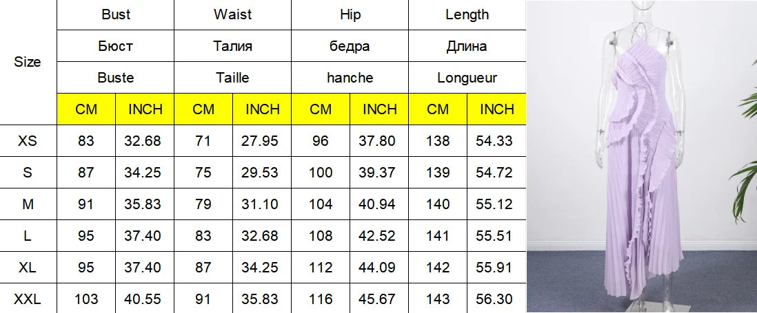 Solid Halter Neck Sleeveless Backless Slim Fit Asymmetrical Ankle-Length Dress – Empire Waist, Summer Luxegan