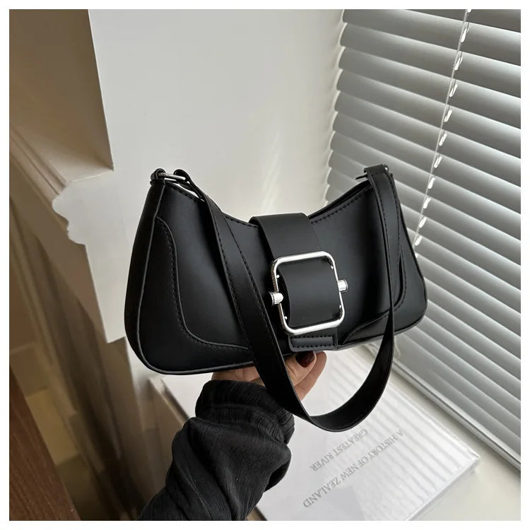 Women's Shoulder Bag | Fashionable Solid PU Leather Handbag & Casual Crossbody Purse