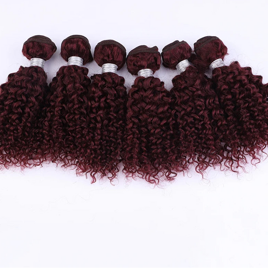 Brazilian Kinky Curly Human Hair Bundles | 100% Remy Jerry Curly Extensions 6Pcs 99J - view 2