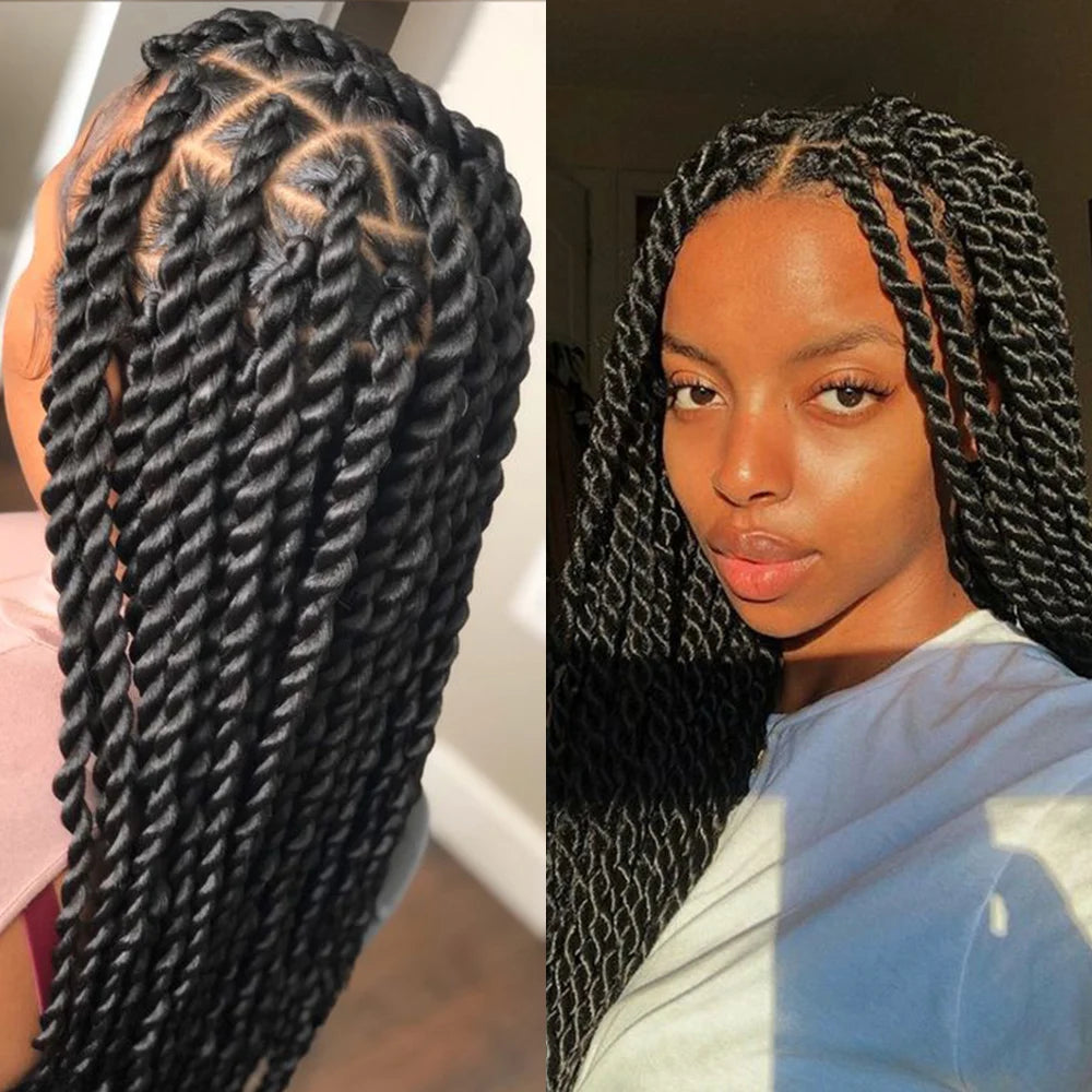 Real Shot High-Quality Twisted & Faux Locs Braided Wig | Transparent Full Lace Goddess Braids | Synthetic Hair for Black Women Luxegan