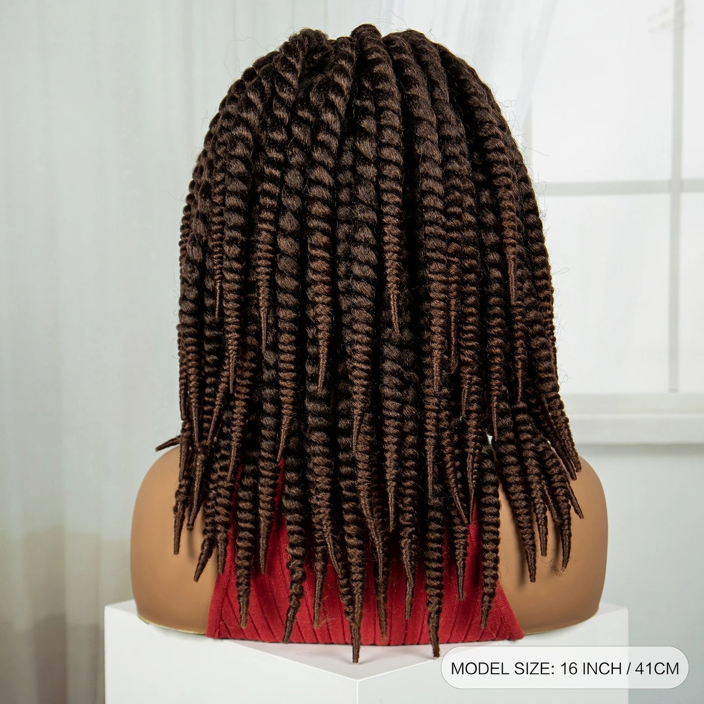 16" Twist Knotless Braids Wig | HD Full Lace | Baby Hair | Natural Look Luxegan