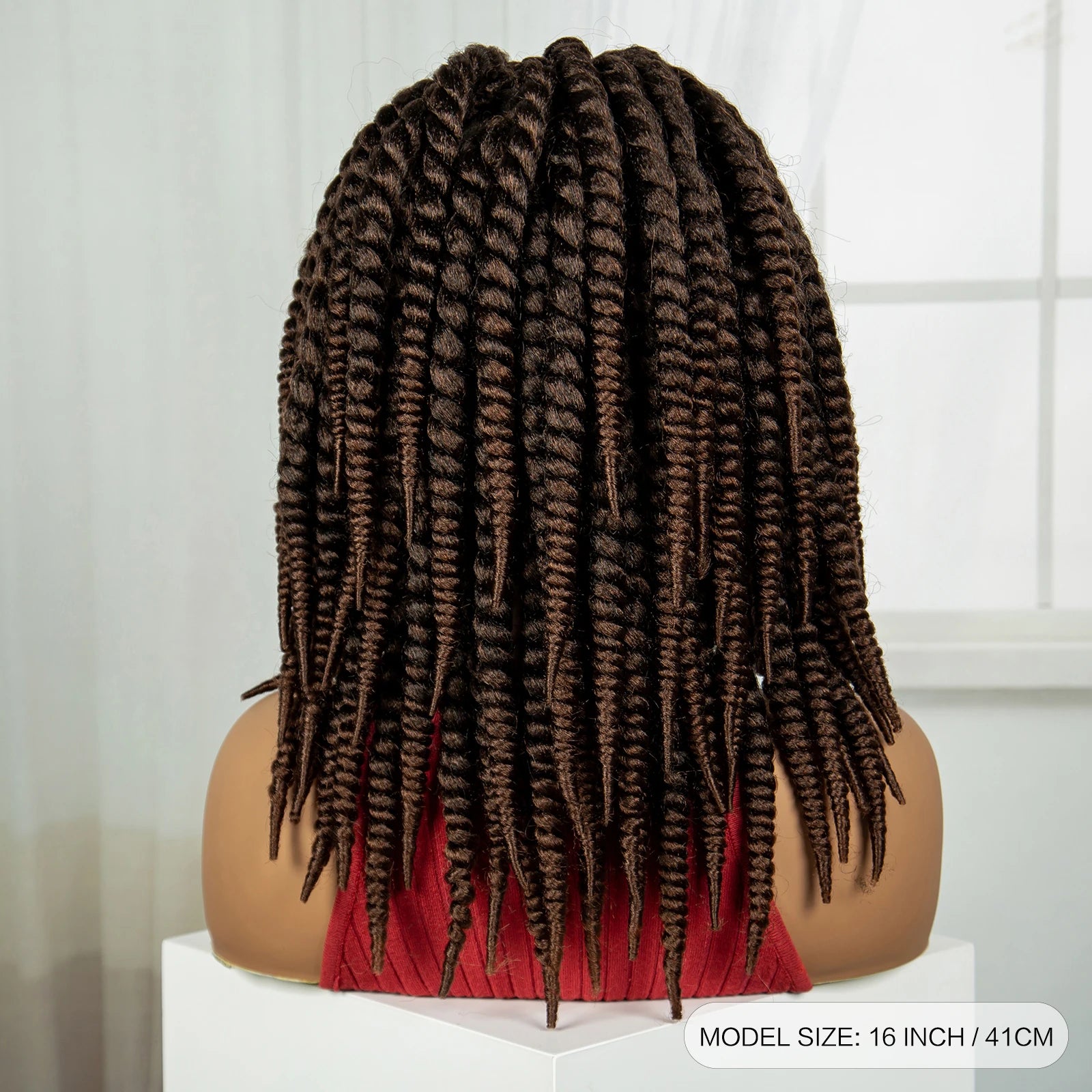 16" Knotless Box Twist Braids Wig | Full Lace | Baby Hair Luxegan