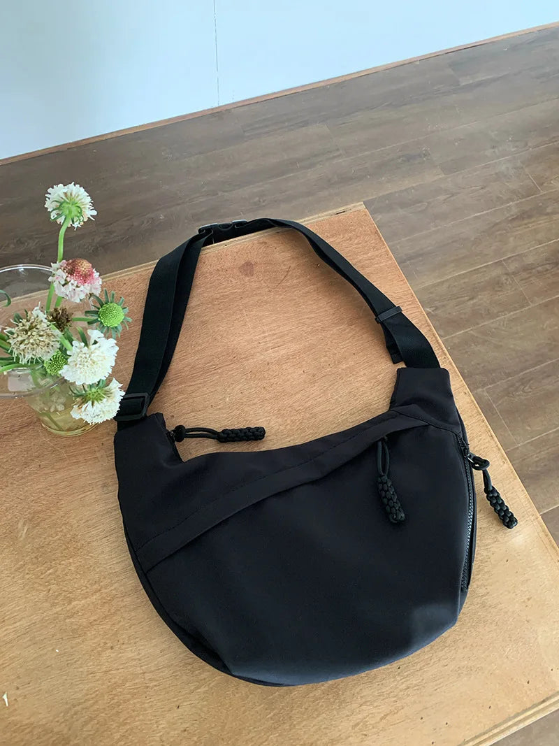 Large-Capacity Nylon Crossbody Hobo | Sophisticated Versatile Commuter Bag | Elegant Lightweight Sports Shoulder Bag | "Dignified" Soft Casual Tote for Daily Utility Luxegan