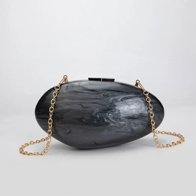 Luxury Pearl & Chain Clutch | Acrylic Shell Evening Bag Luxegan