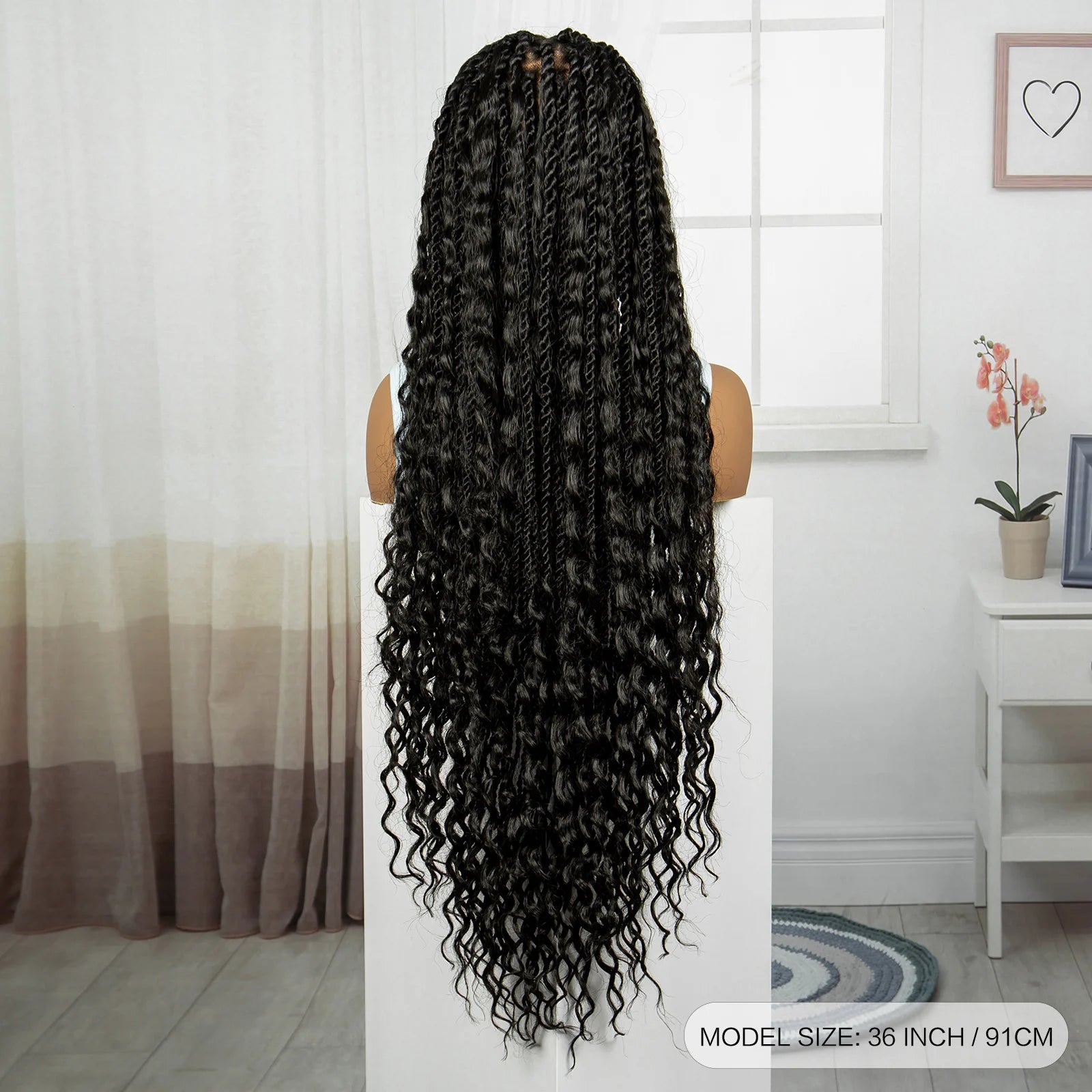 36" Boho Knotless Box Braids Wig | Natural HD Full Lace | Baby Hair Luxegan