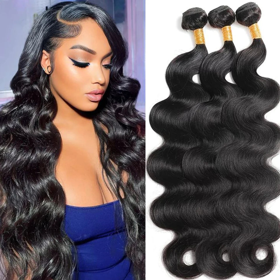 Indian Body Wave Human Hair Bundles | Remy Weave Extensions (8-36 Inch, 1/3/4 Pcs) Luxegan