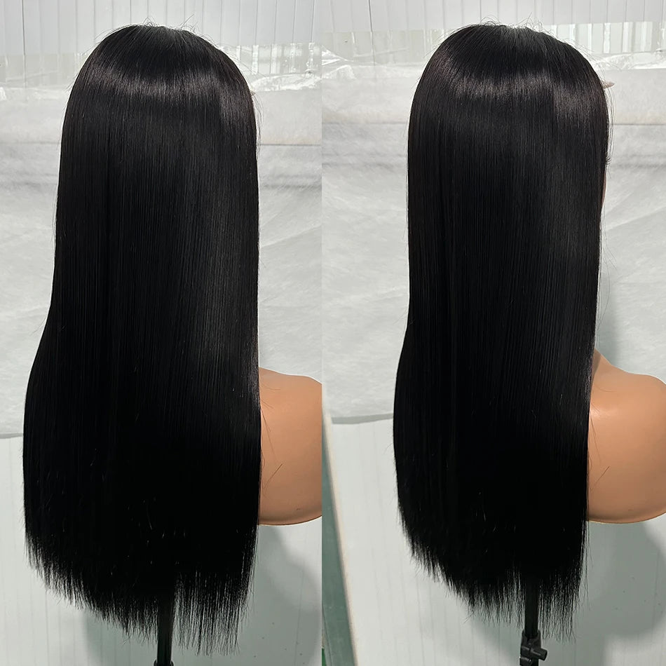 300% Density Bone Silky Straight Human Hair Wig | Double Drawn HD Transparent Lace Closure Glueless Wig (Wear & Go) Luxegan