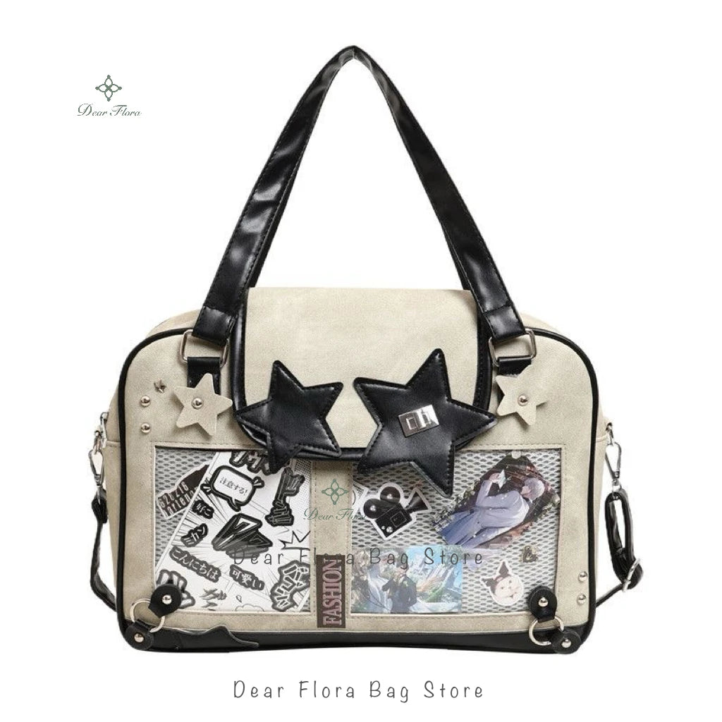 Y2K Trendy Star Ita Bag | Lolita Girl Transparent Display Crossbody | Fashionable DIY Star-Shaped Satchel | Cute Women's Shoulder Bag & Anime Purse (Model 210) Luxegan