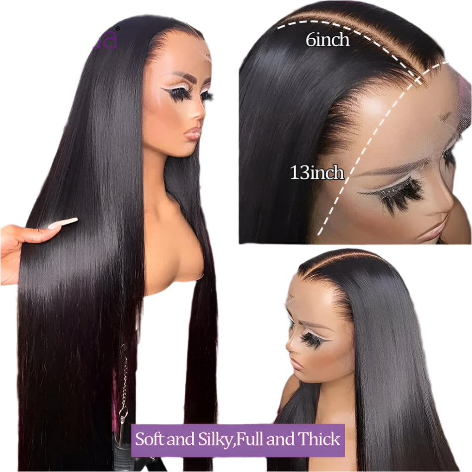 12A Grade Brazilian Straight 13x6 HD Transparent Lace Frontal Wig | 180% Density Virgin Human Hair Luxegan