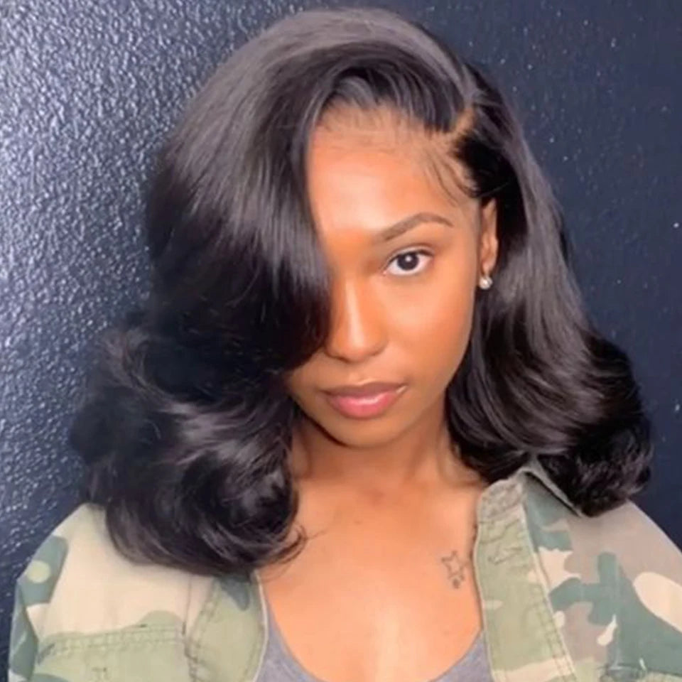 180D Body Wave Human Hair Wig | 13x5x1 Lace Part Bob & Frontal Wigs (Brazilian Remy) Luxegan