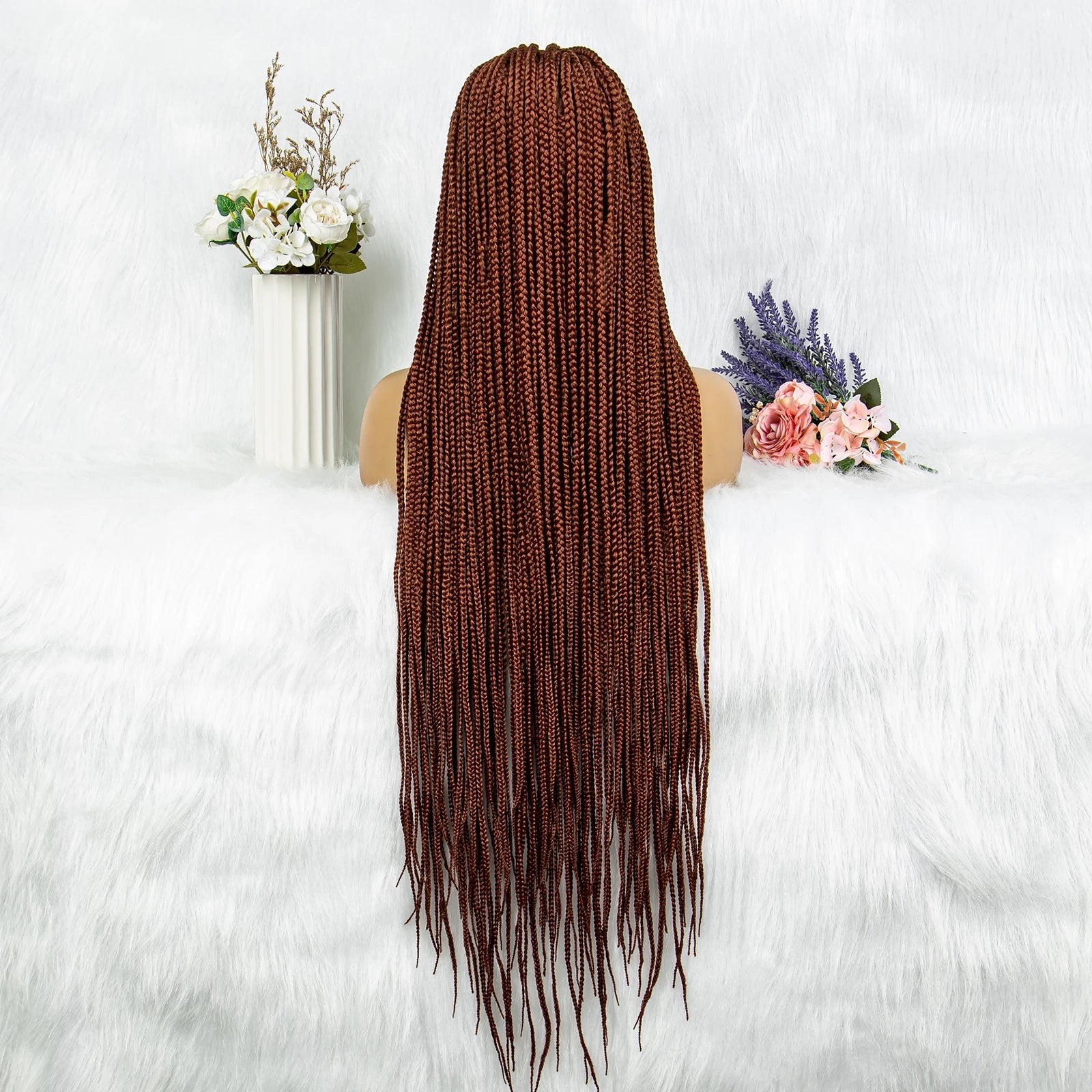Ginger Faux Locs & Knotless Box Braids Wig | HD Full Lace Synthetic Braided Wig | Transparent Lace | Black Women