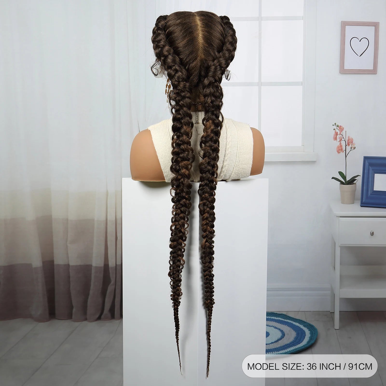 36" Blonde Twist Braids Wig | Transparent Lace Front | Baby Hair Luxegan