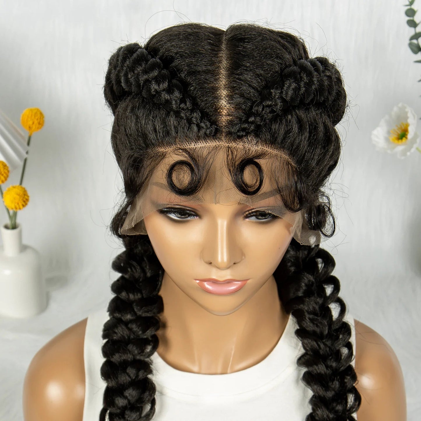 36" Twisted Braids Lace Front Wig | 13x1 | Senegalese Twist | Baby Hair | Handmade Synthetic Braids Luxegan