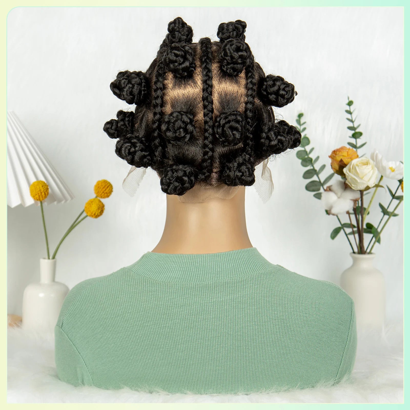 Short Bantu Knot Braided Wig | Full Lace | Synthetic Hair | Baby Hairs | Cute Braids for Black Women