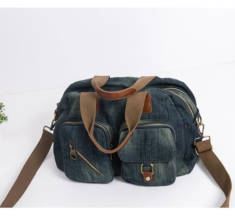 High-Quality Casual Denim Women’s Handbag | Vintage Blue Jeans Crossbody Bag | Large Travel Shoulder Tote & Big Bolsa Luxegan