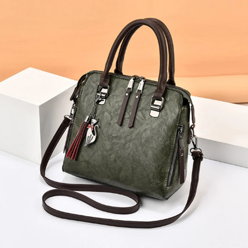 Gusure Luxury Handbag Women Crossbody Bag with Tassel Hanging | Large Capacity Female Shoulder Bags Embroidery Tote Sac A Main Luxegan