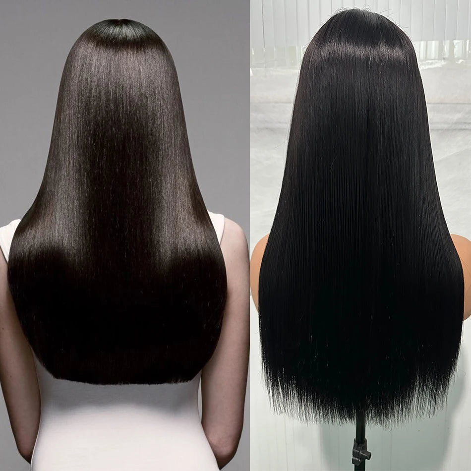300% Density Bone Silky Straight Human Hair Wig | Double Drawn HD Transparent Lace Closure Glueless Wig (Wear & Go) Luxegan