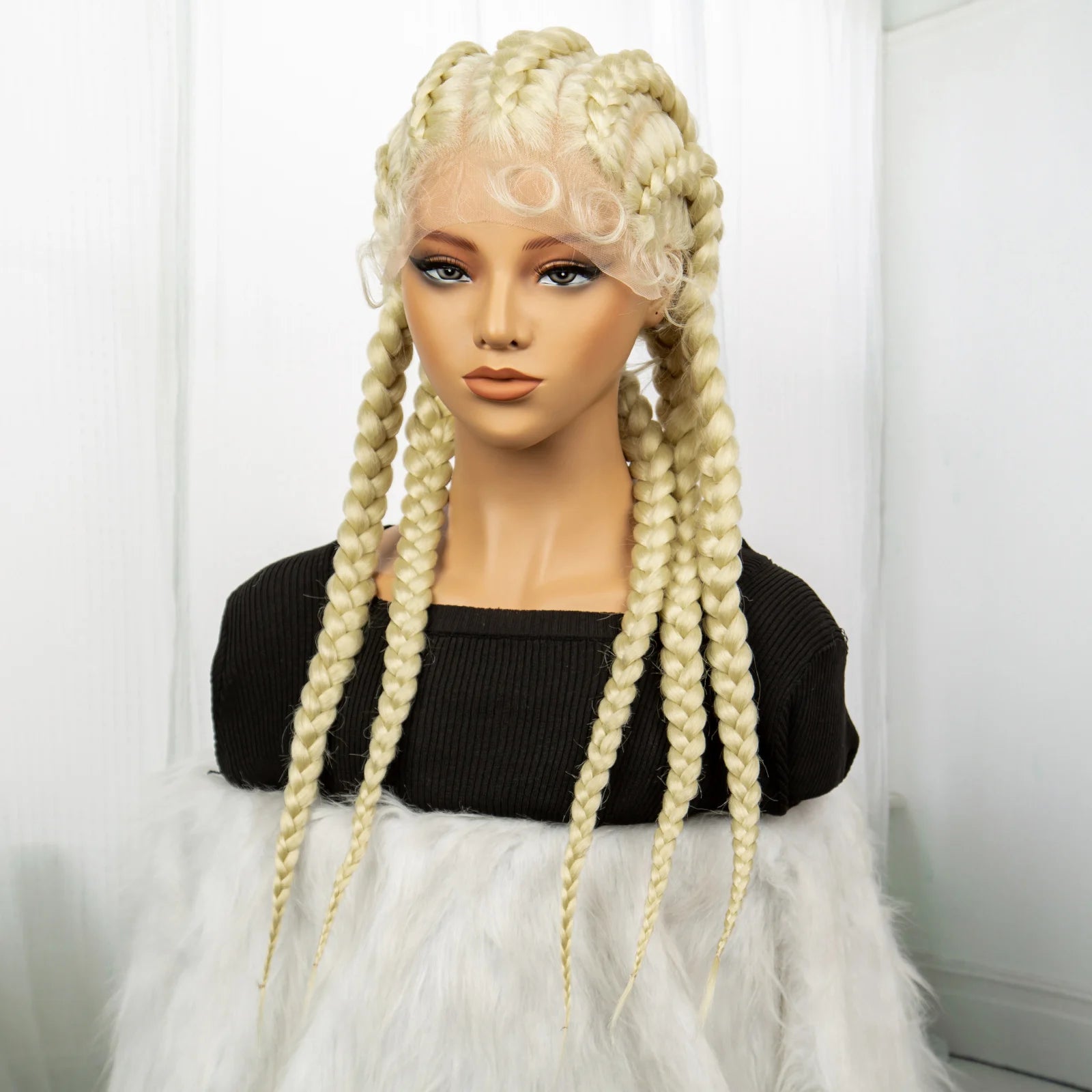 Blonde 613 Knotless Box Braids Wig | 24" Lace Front Cornrows & Baby Hair Luxegan