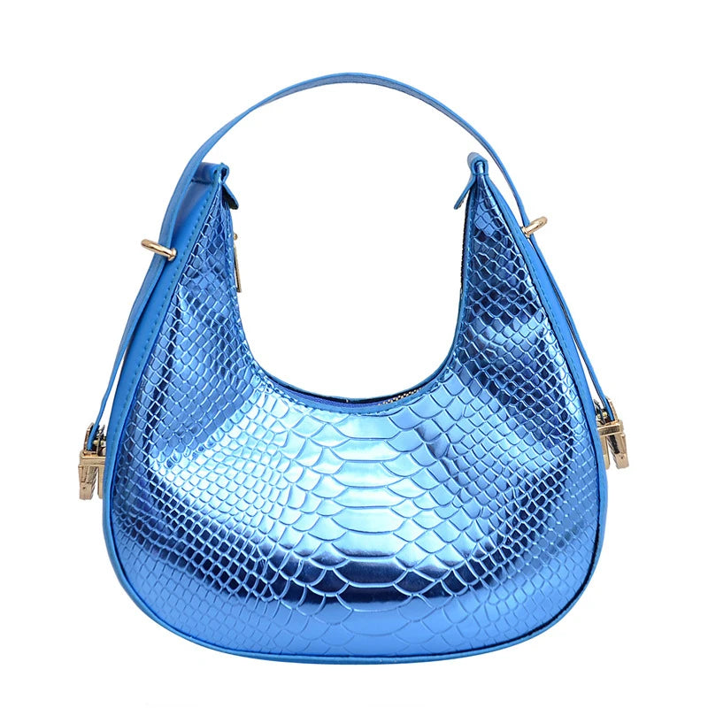 Minimalist Half-Moon Underarm Bag | Soft Serpentine Shoulder Purse Luxegan