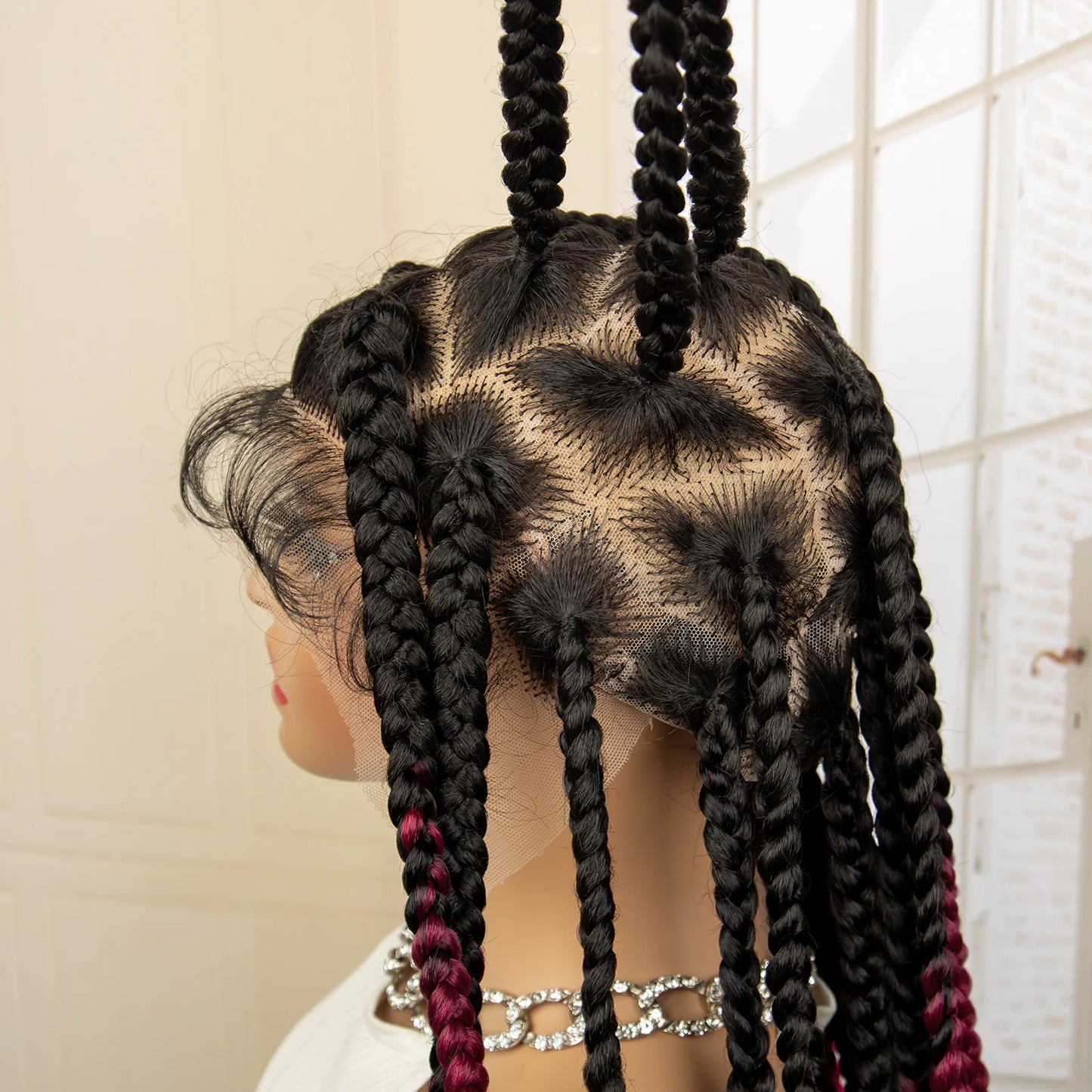 36" Big Knotless Box Braided Full Lace Wig | Cornrow Braiding Wig | Baby Hair | Synthetic Braids | For Women