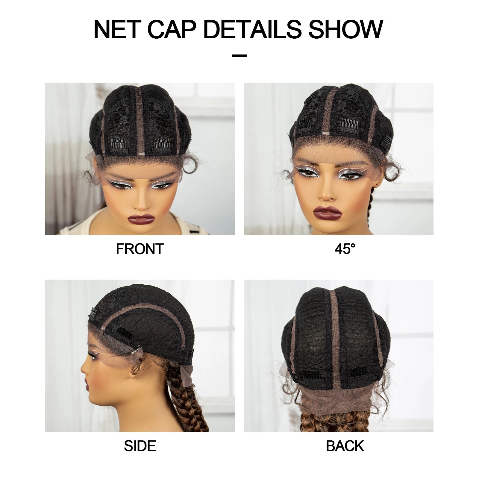 36" Natural Cornrow Braids Wig | Lace Front | Baby Hair | Long Braids Luxegan