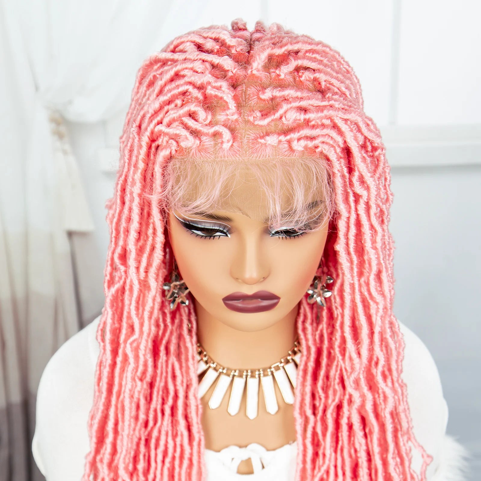 Red Box Braids Full Lace Wig | 36 Inches | Crochet Braids | Knotless | Kanekalon