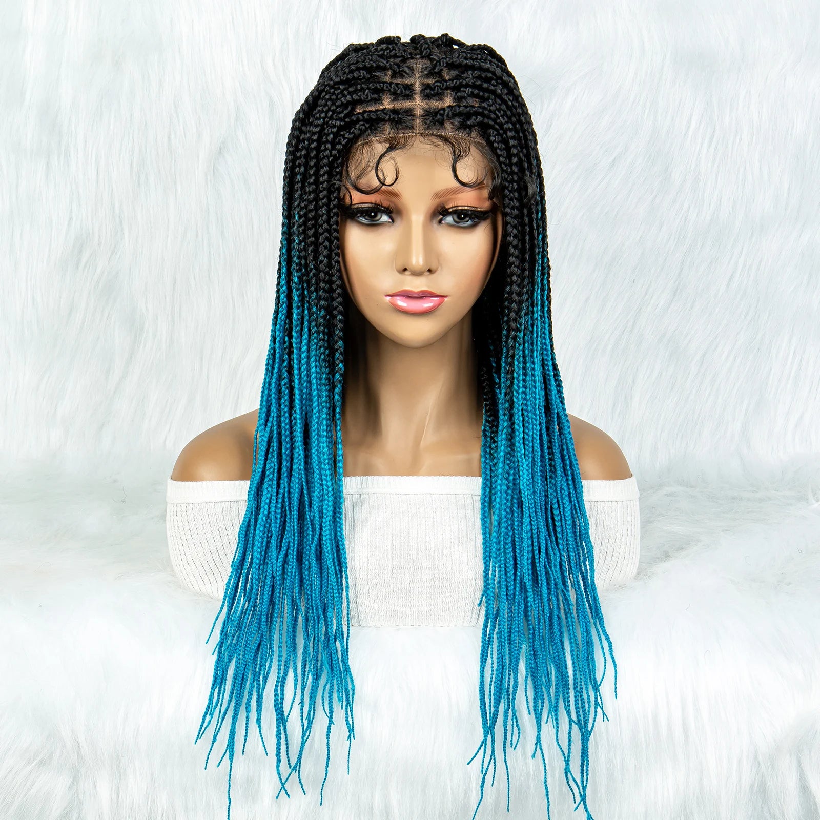 Colorful Knotless Box Braids Wig | Full Lace Front with Baby Hair Luxegan
