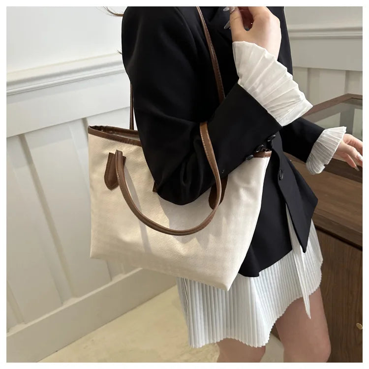 Retro Bag New Fashion Commuter Shoulder Bag | Large Capacity PU Leather Handbag (Casual Tote, Popular Gift, All Seasons)