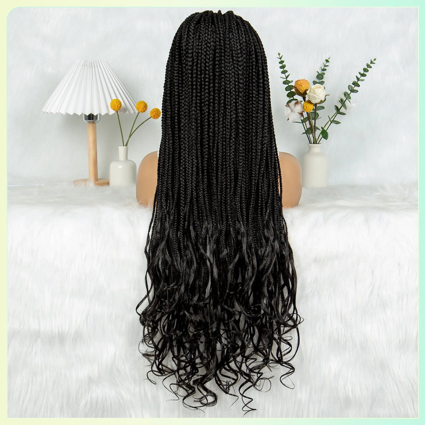34" Water Wave Knotless Box Braids Wig | Full Lace | Baby Hair | Easy Style Luxegan