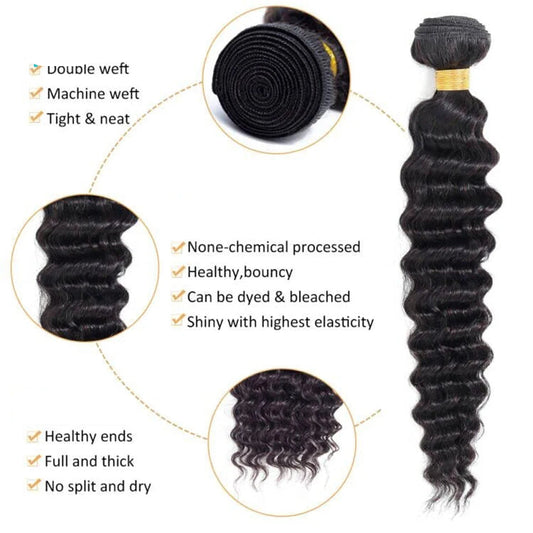 Brazilian Deep Wave Remy Hair Bundles | 1-3 Pcs 8"-32" Human Hair Extensions - view 2