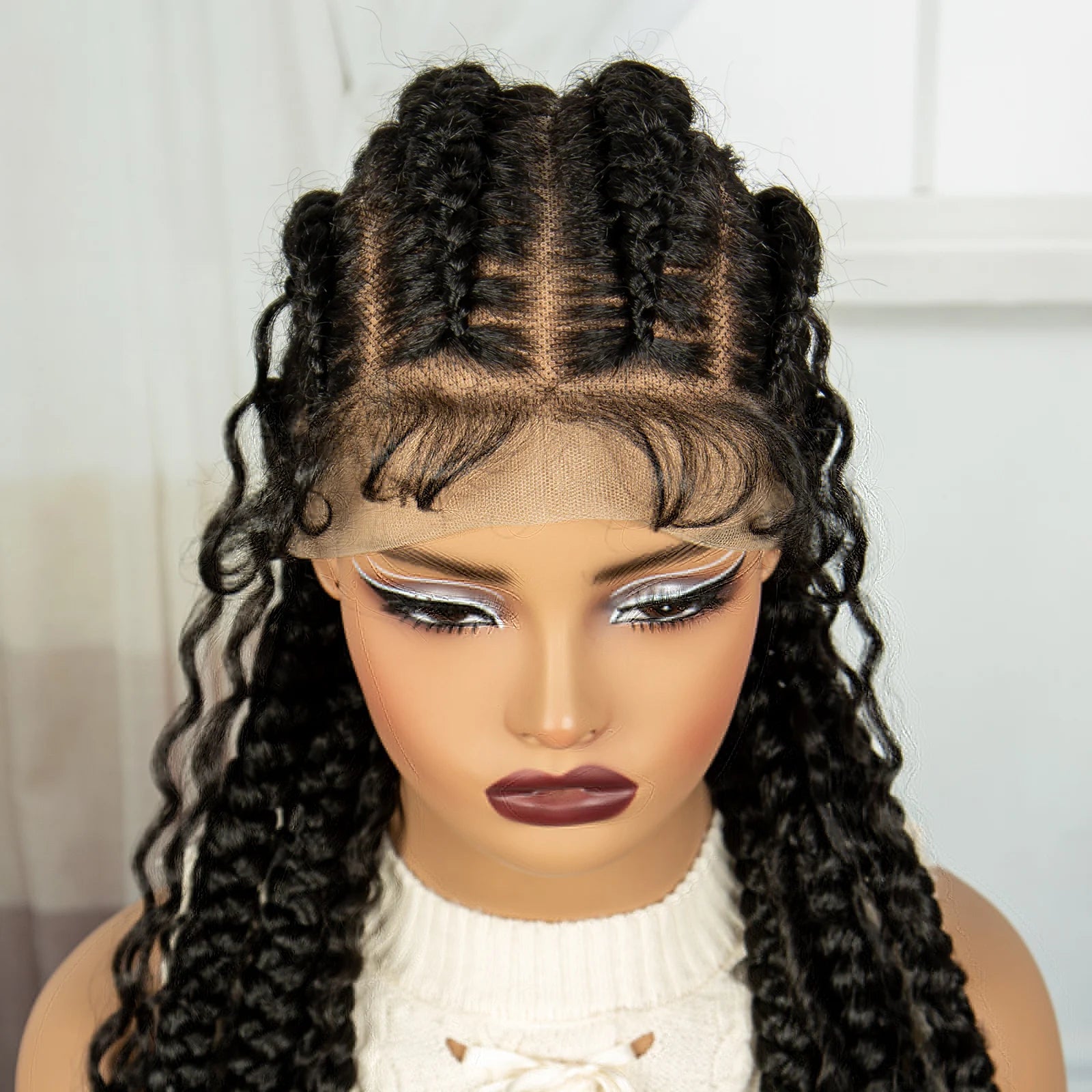 34" Cornrow & Twist Braids Wig | Full Lace Front | Baby Hair Luxegan