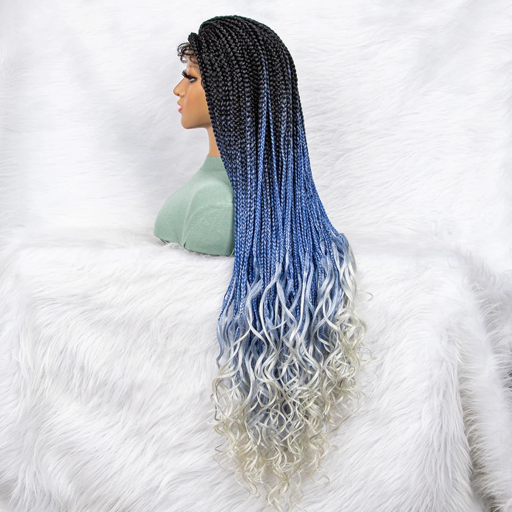 Gradient Water Wave Knotless Box Braids Wig | 9x6 Lace Front | Baby Hair Luxegan