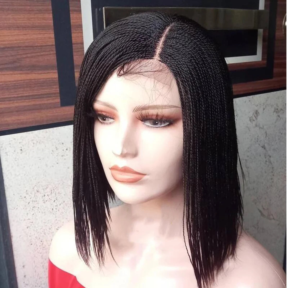 10 Inch Short Micro Twisted Wig - 2x4 Closure Braided Wig for Black Women - Micro Million Braid Wig - Synthetic Knotless Braids