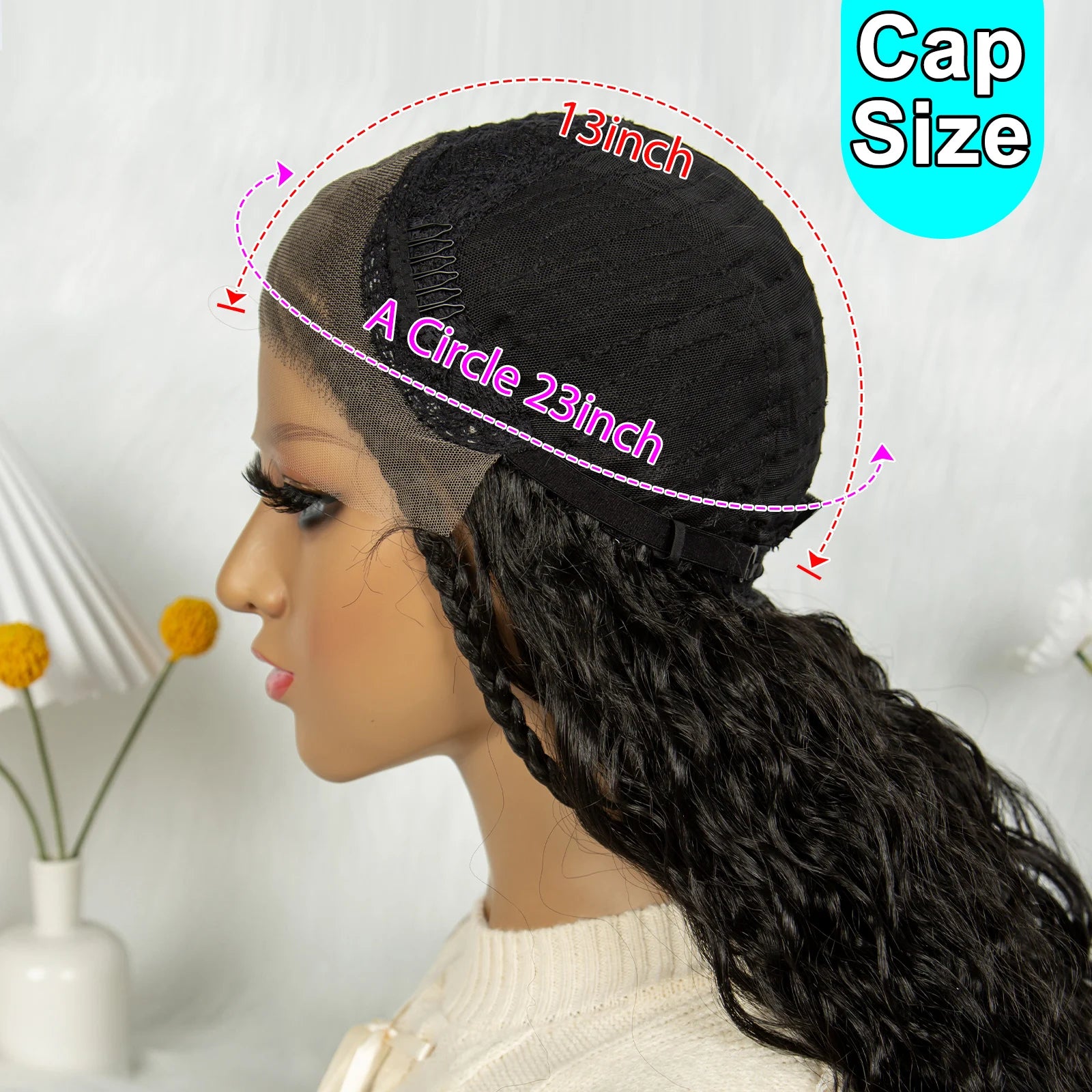 Burgundy Cornrow Stitch Curly Braids Wig | 13x4 Lace Front | Baby Hair | KIMA Luxegan