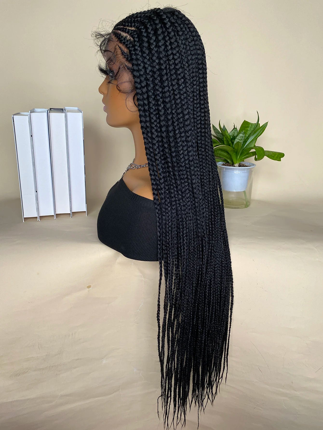 13x4 Lace Front Braided Wig | Synthetic Hair | Baby Hair | Black Women | Daily Use - Luxegan
