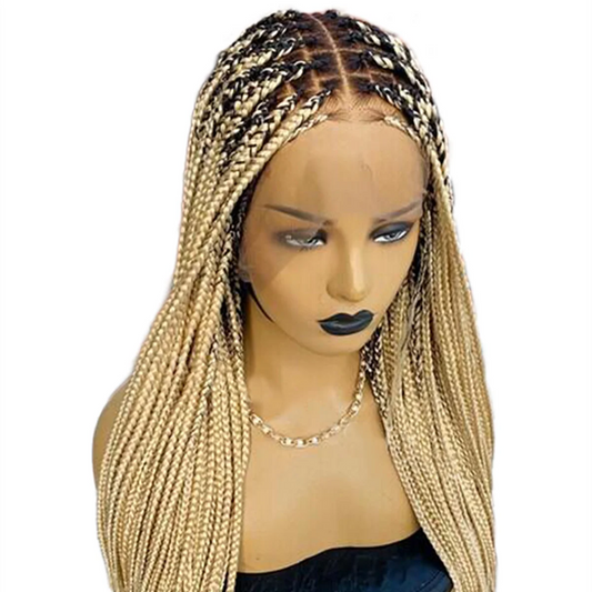 Ombre Blonde Knotless Box Braided Wig | Full Lace Braids Wig | Senegalese Twist, Passion Twist, Faux Locs Styles Available | Kanekalon Hair